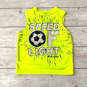Champion 2T Boys Soccer Football Kids Neon Yellow Sleeveless Shirt Tank Top